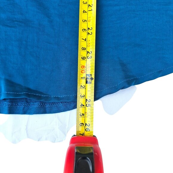 Company Ellen Tracy Sz L Enamel Blue Long Sleeve Roll Tab Blouse Lightweight NWT - Picture 11 of 14